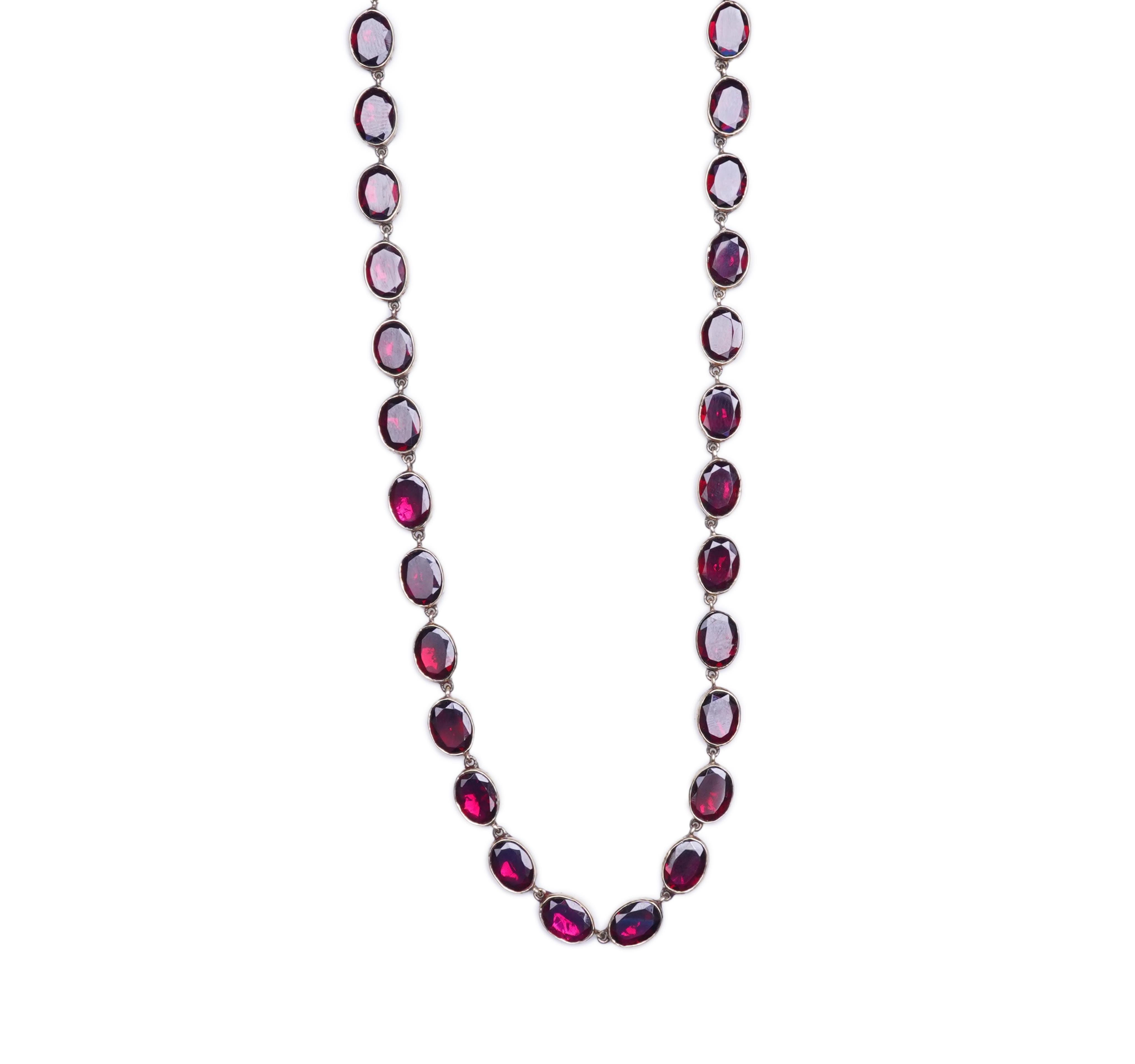 A garnet rivière necklace, circa 1970